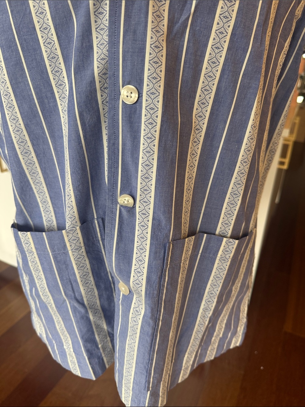 Todd Snyder Blue Jacquard Stripe Leisure Shirt - Picture 3 of 7